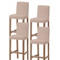thumbnail image 1 of Warm Beige Bar Stool Covers Set of 4, Solid Color Farmhouse Beige Stretch Washable Bar Chair Covers with Backs, Removable Pub Counter Height Chair Cover for Kitchen Dining Room Cafe, 1 of 7