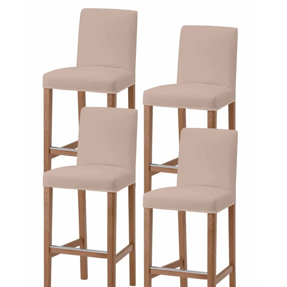 Warm Beige Bar Stool Covers Set of 4, Solid Color Farmhouse Beige Stretch Washable Bar Chair Covers with Backs, Removable Pub Counter Height Chair Cover for Kitchen Dining Room Cafe