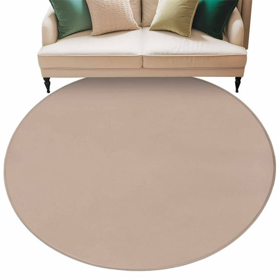 Warm Beige Large Area Rugs for Bedroom Living Room, Soft Non Slip Carpet Bedside Rug, Solid Color Farmhouse Beige Round Floor Cover Kitchen Accent Rug 5' for Dining Room/Office