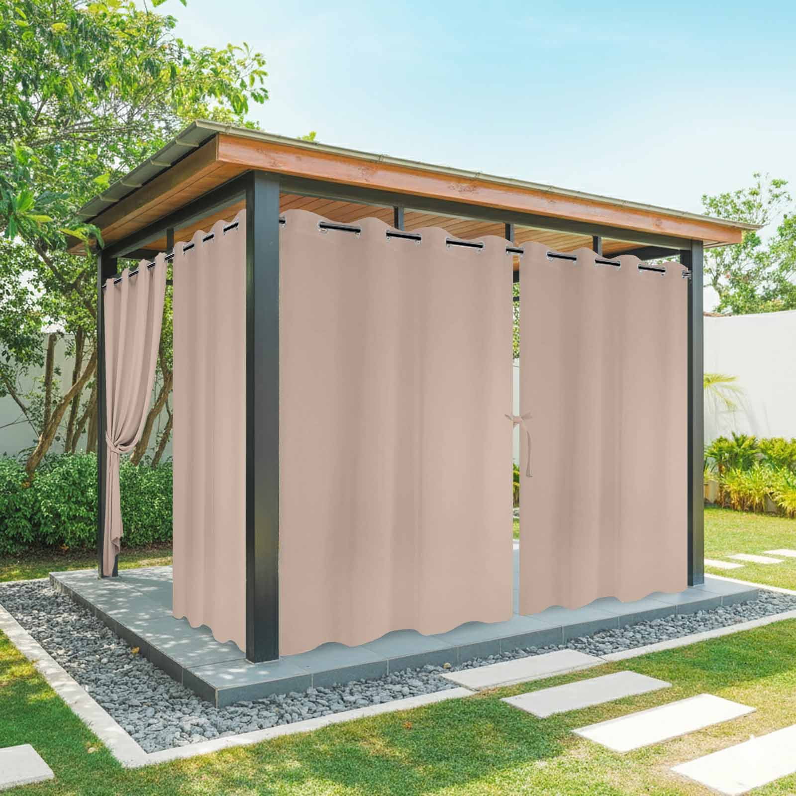 Warm Beige Outdoor Curtains for Patio Waterproof, Windproof Privacy Curtains with Weighted Bottom, Solid Color Farmhouse Beige Outside Drapes for Picnic Garage Backyard Cabana 54"x84" 2 Panel