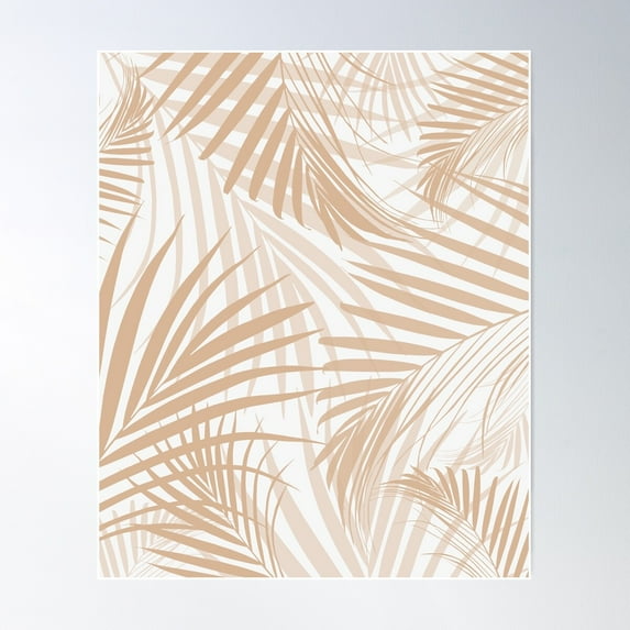 Warm Beige Palm Leaves Dream - Cali Summer Vibes #1 #Tropical #Decor #Art Poster Wall Art, Modern Wall Decor For Living Room Bedroom, 24x36 UNFRAMED