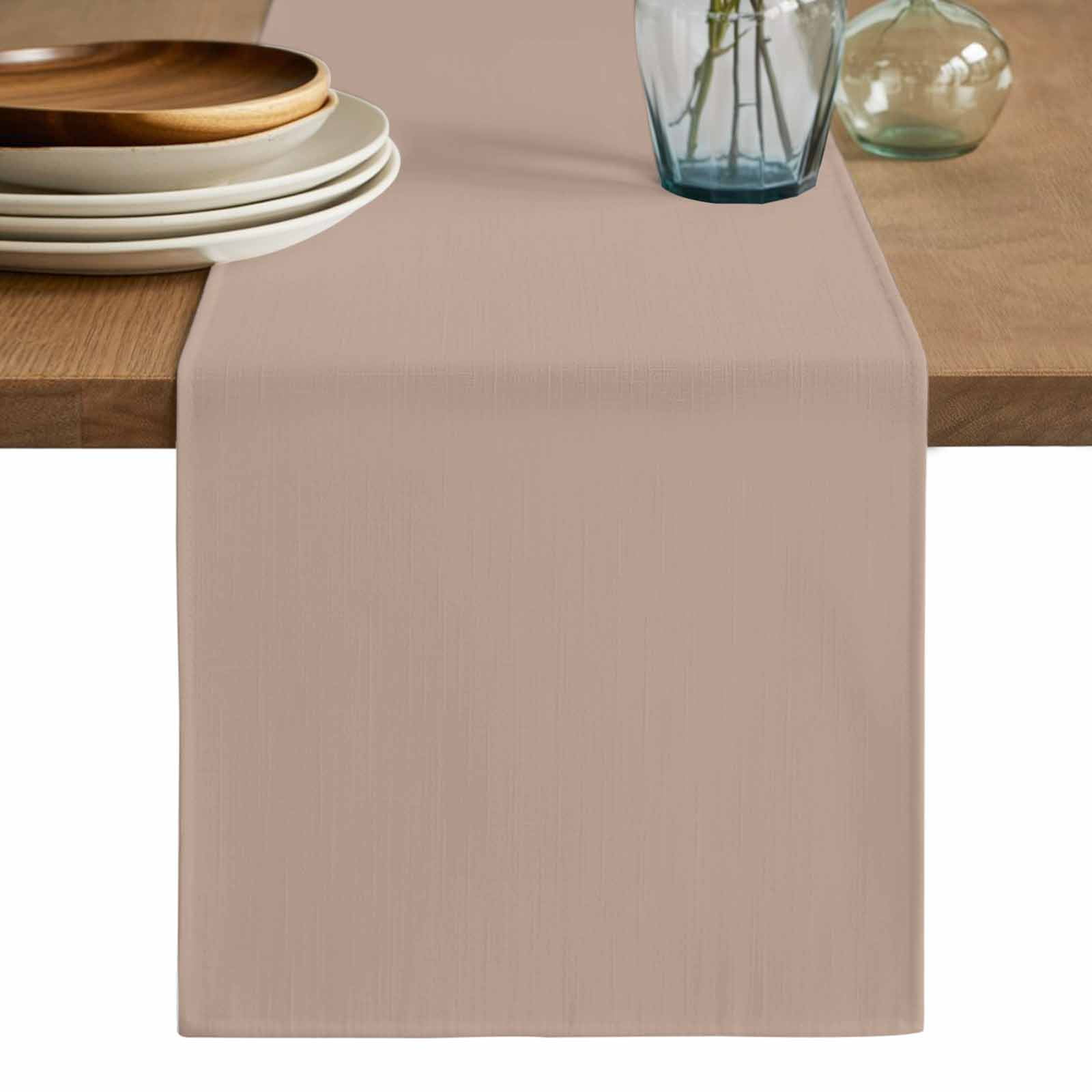 Warm Beige Table Runner, Solid Color Farmhouse Beige Washable Cotton Linen Table Runners 60 Inches Long, Dresser Scarf Runner for Coffee/TV Stands/Kitchen/Cabinets 13''x60''