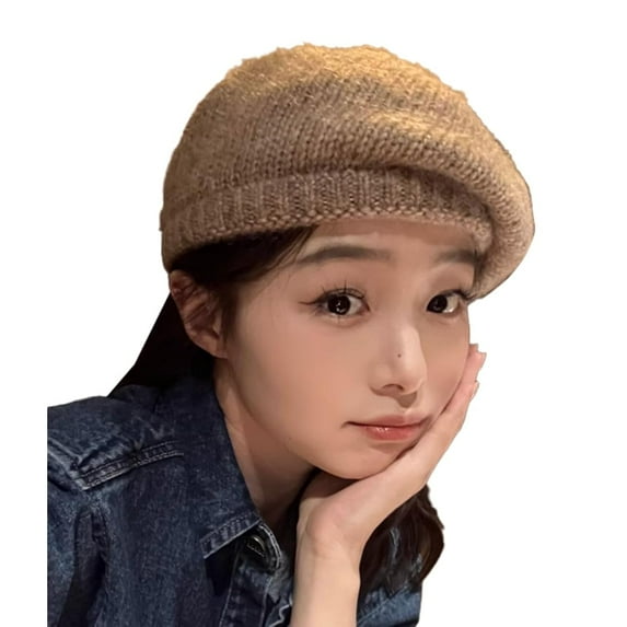 Warm Berets for Women Solid Color Beret Hats for Women French Style Beanies Winter Hat Casual Knit Hat Chic Lady