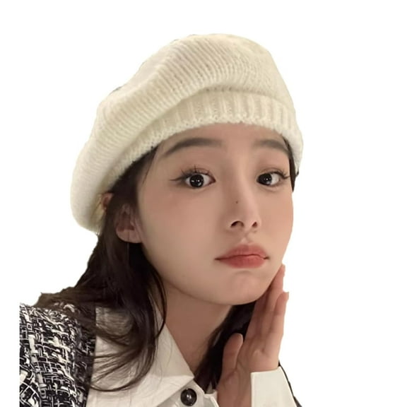 Warm Berets for Women Solid Color Beret Hats for Women French Style Beanies Winter Hat Casual Knit Hat Chic Lady
