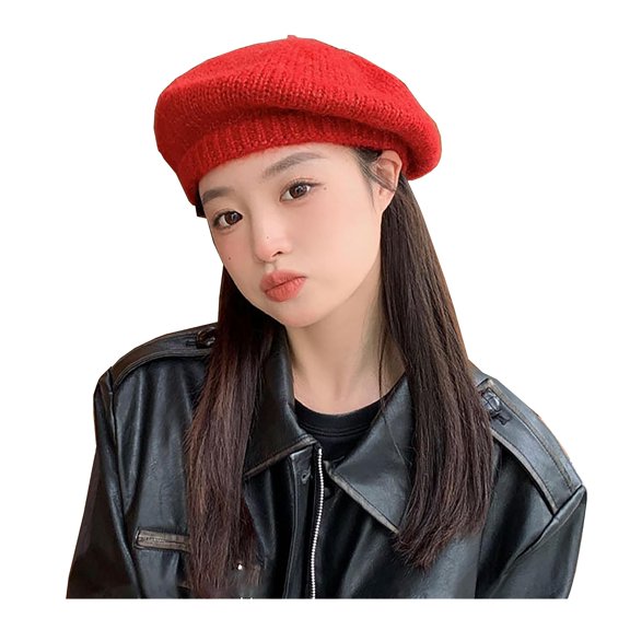 Warm Berets for Women Solid Color Beret Hats for Women French Style Beanies Winter Hat Casual Knit Hat Chic Lady