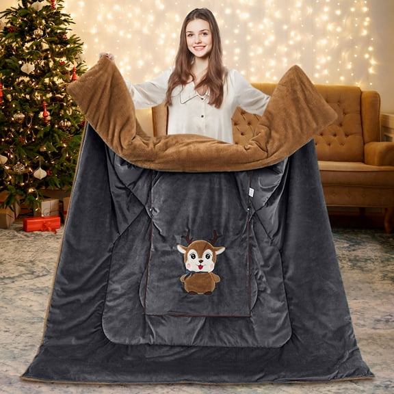 Warm Blanket - 100x150cm Nice Gift Foldable 2-in-1 Quilt Pillow,Thickened Throw Pillow