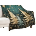 thumbnail image 1 of Warm Blanket Gold and Green Christmas Tree Ultra-Soft Micro Fleece and Warm Cozy Lightweight Throw Blankets Winter Holiday Blanket 50"x60" Throw Size Warm Plush Blankets for All Season Birthday Gift, 1 of 1