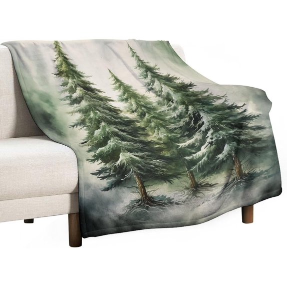 Warm Blanket Gold and Green Christmas Tree Ultra-Soft Micro Fleece and Warm Cozy Lightweight Throw Blankets Winter Holiday Blanket 50"x60" Throw Size Warm Plush Blankets for All Season Birthday Gift