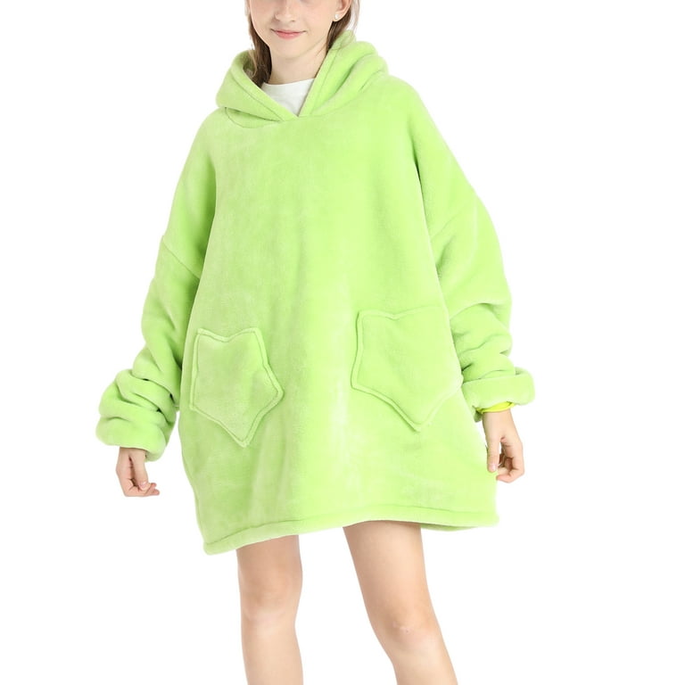 Warm Blanket Hoodie Oversized Pullover For Women Kids Carton Animal Print Home Clothes Winter Loungewear