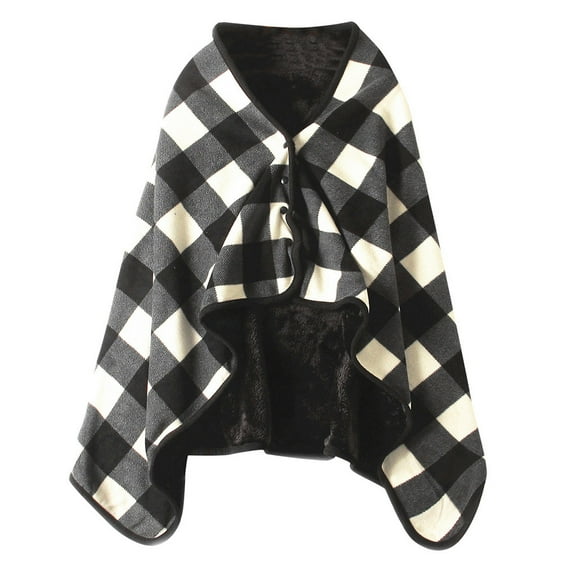 Warm Blanket Lady Multifunction Doublelayer Tartan Plaid Blanket Scarf Wrap Shawl Winter Warm