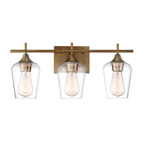 Warm Brass 3-Light Vanity Light Fixture