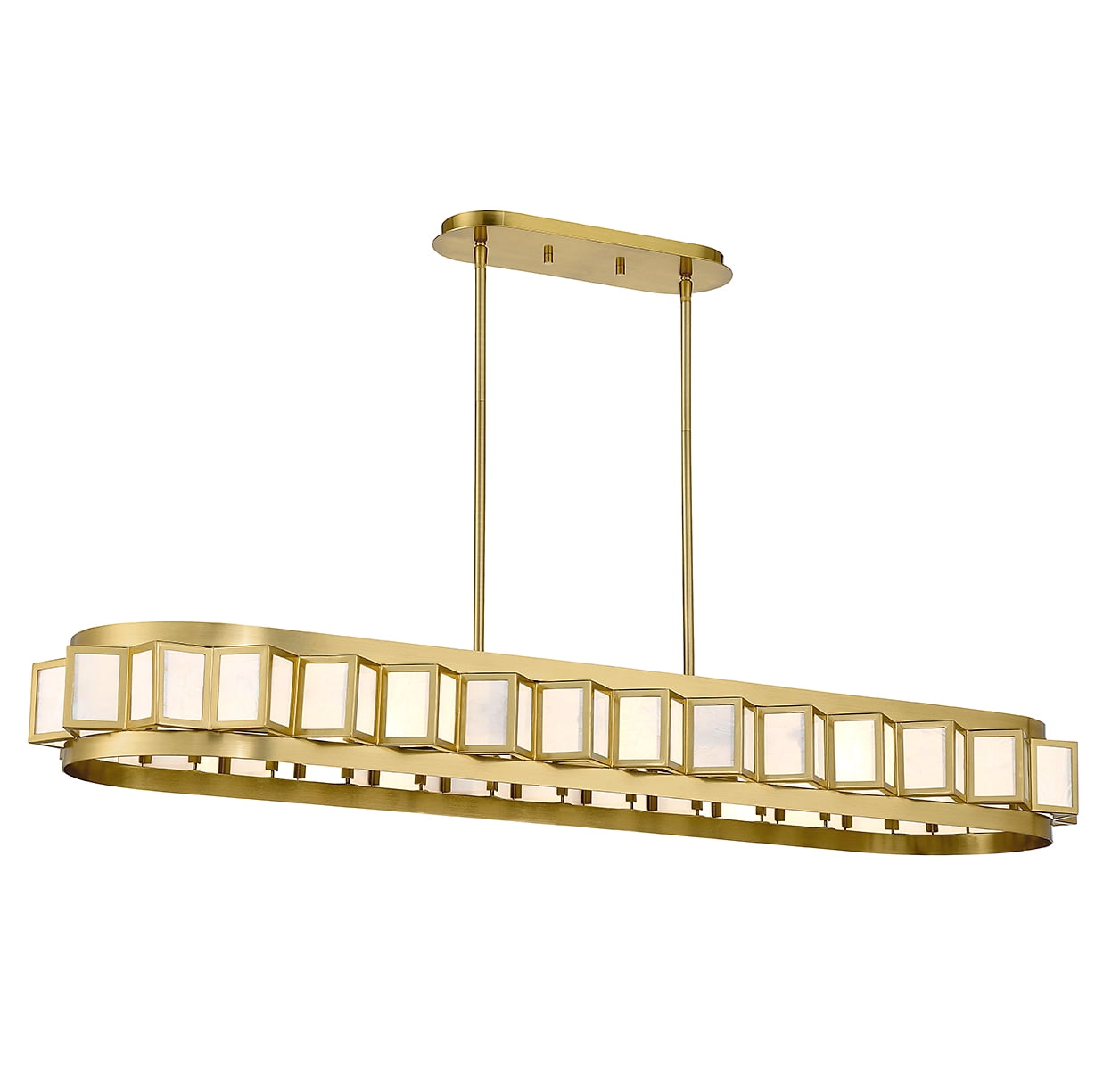 Gideon 8-Light Warm Brass Linear Chandelier with Capiz Shell