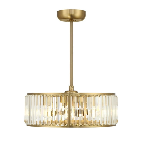 Warm Brass Five Light Fandelier from the Janus Collection