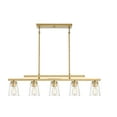 thumbnail image 1 of Warm Brass Five Light Linear Chandelier from the Calhoun Collection, 1 of 5