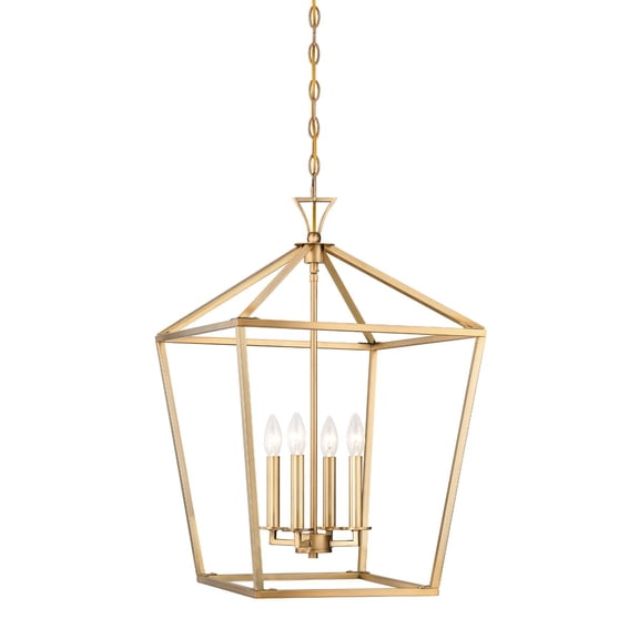 Warm Brass Four Light Pendant from the Townsend Collection