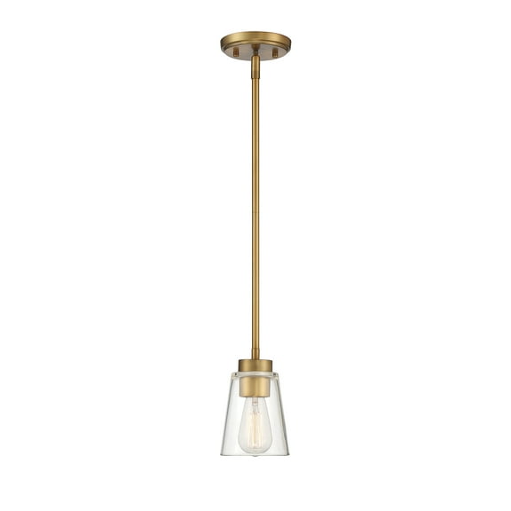Warm Brass One Light Mini-Pendant from the Calhoun Collection
