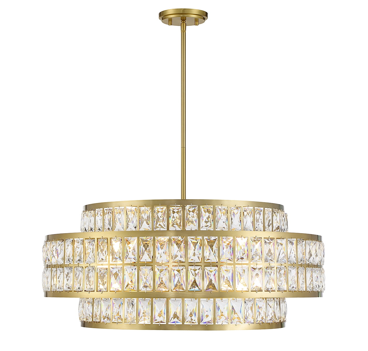 Renzo Warm Brass 6-Light Crystal Drum Pendant