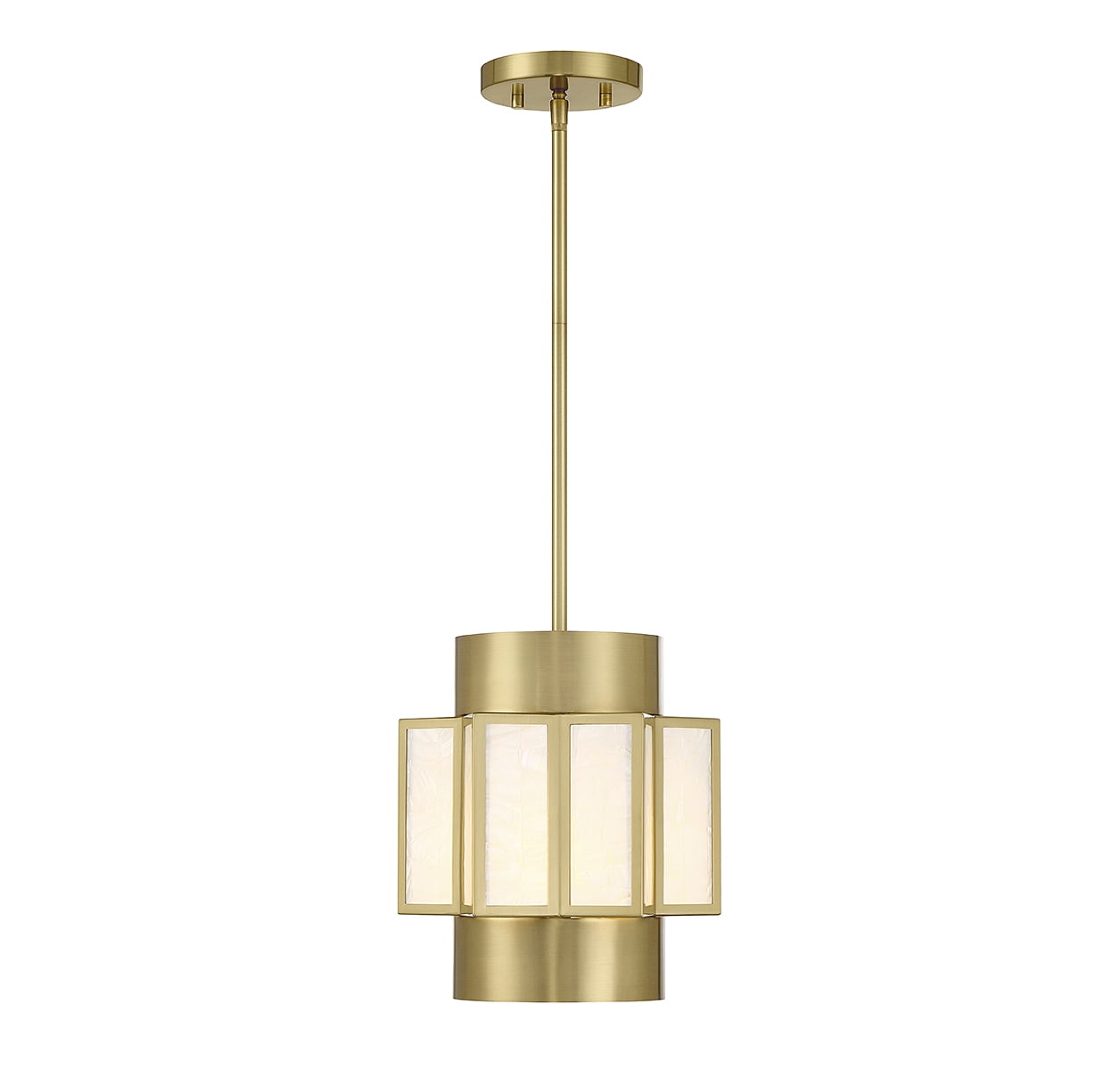 Gideon Warm Brass 3-Light Pendant with Capiz Shell