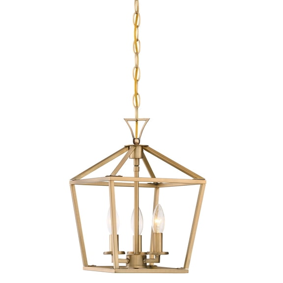 Warm Brass Three Light Pendant from the Townsend Collection