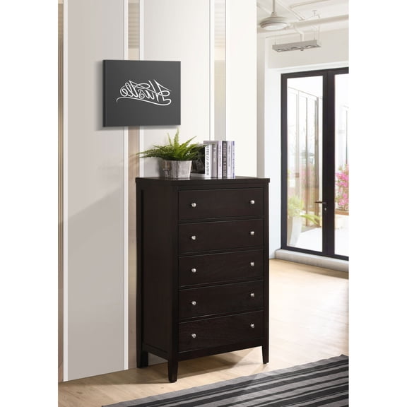 Dokea Warm Brown 5-Drawer Dresser - Bedroom Storage Chest - Dressers