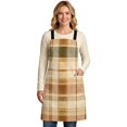 Warm Brown Checked Apron for Women Men, Fall Farmhouse Buffalo Plaid ...
