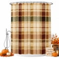 thumbnail image 1 of Warm Brown Checked Shower Curtain, Waterproof Shower Curtains for Bathroom, Fall Farmhouse Buffalo Plaid Washable Fabric Bathtub Curtain Set Bath Decor with 12 Hooks Standard 72"x72", 1 of 8