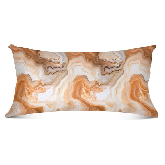 Warm Brown and White Marble Plush Pillow Cases Body Size Ultra Soft Warm Pillowcases with Zipper 20"x54"
