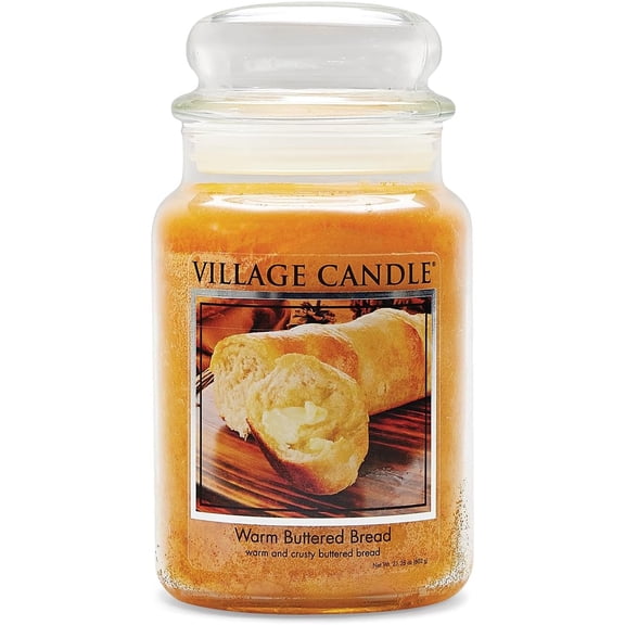 Warm Buttered Bread Large Glass Apothecary Jar Scented Candle, 21.25 oz, Brown