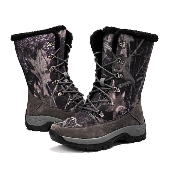 Warm Camo Snow Boots for Women Men Winter Ankle Booties Anti-slip Outdoor Fur Lined Anti-Slip Cold Shoes