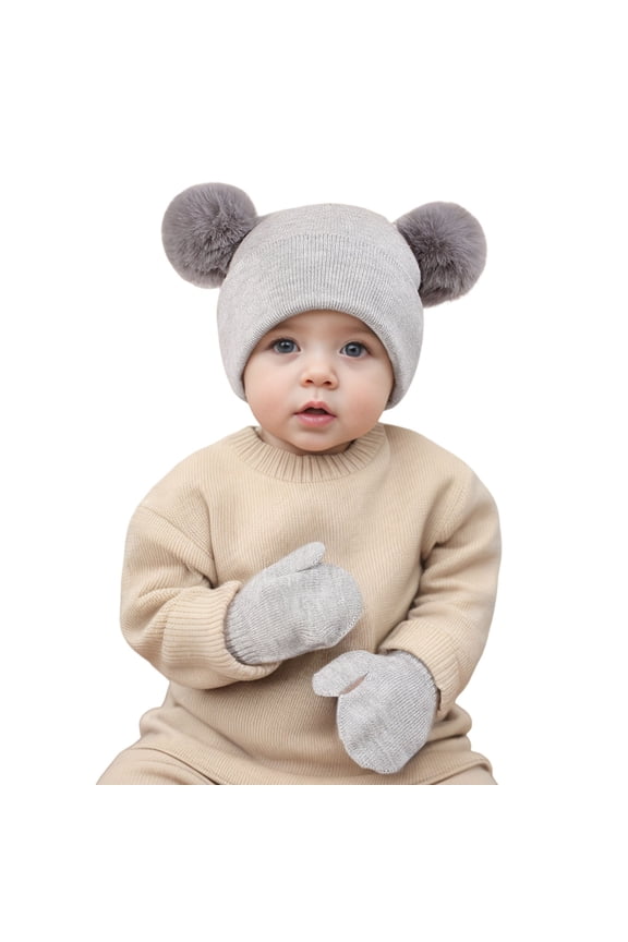 Warm Caps Girl Boy Hooded Winter Scarf Kid Hat Cap Scarf Knit Baby Baby Care Plain Kids Hats Hat for Toddlers Boys