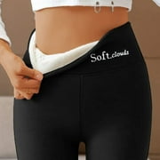 LVOTIONPL Warm Casual Winter Solid Pants, Soft Clouds Fleece Leggings Women Winter Leggings