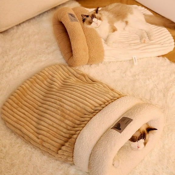 Warm Cat and Dog Sleeping Bag Bed - Cozy Tunnel Design for Fall and Winter Comfort, Fall And Winter Warm Pet Nidus Sleeping Bag Drilling Hole Nidus Closed Small Dog Nidus