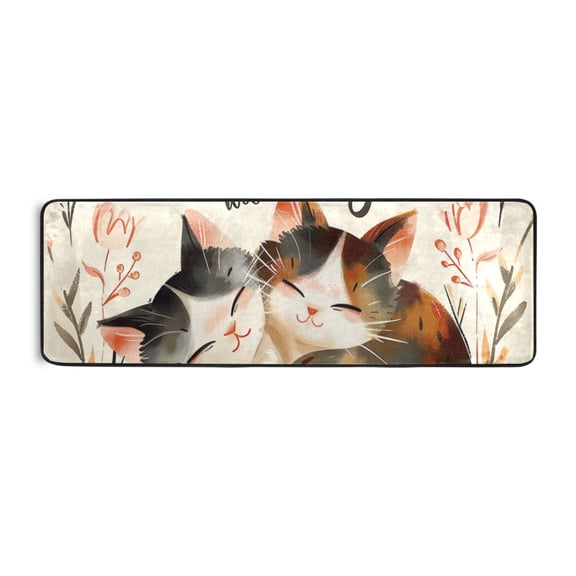 Warm Cat Paint Runner Rug for Hallways Kitchen Non Slip 2'x 6' Washable Hall Carpet for Bedroom Entryway Laundry Room
