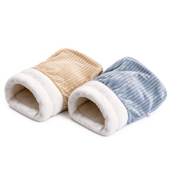 Warm Cat Sleeping Bag & Plush Cat Sleeping Bag, 2-in-1 Covered Cat Bed with Soft Fleece Lining, Self-Warming Cozy Cat Cave Hideaway for Indoor Cats, Kittens & Small Pets