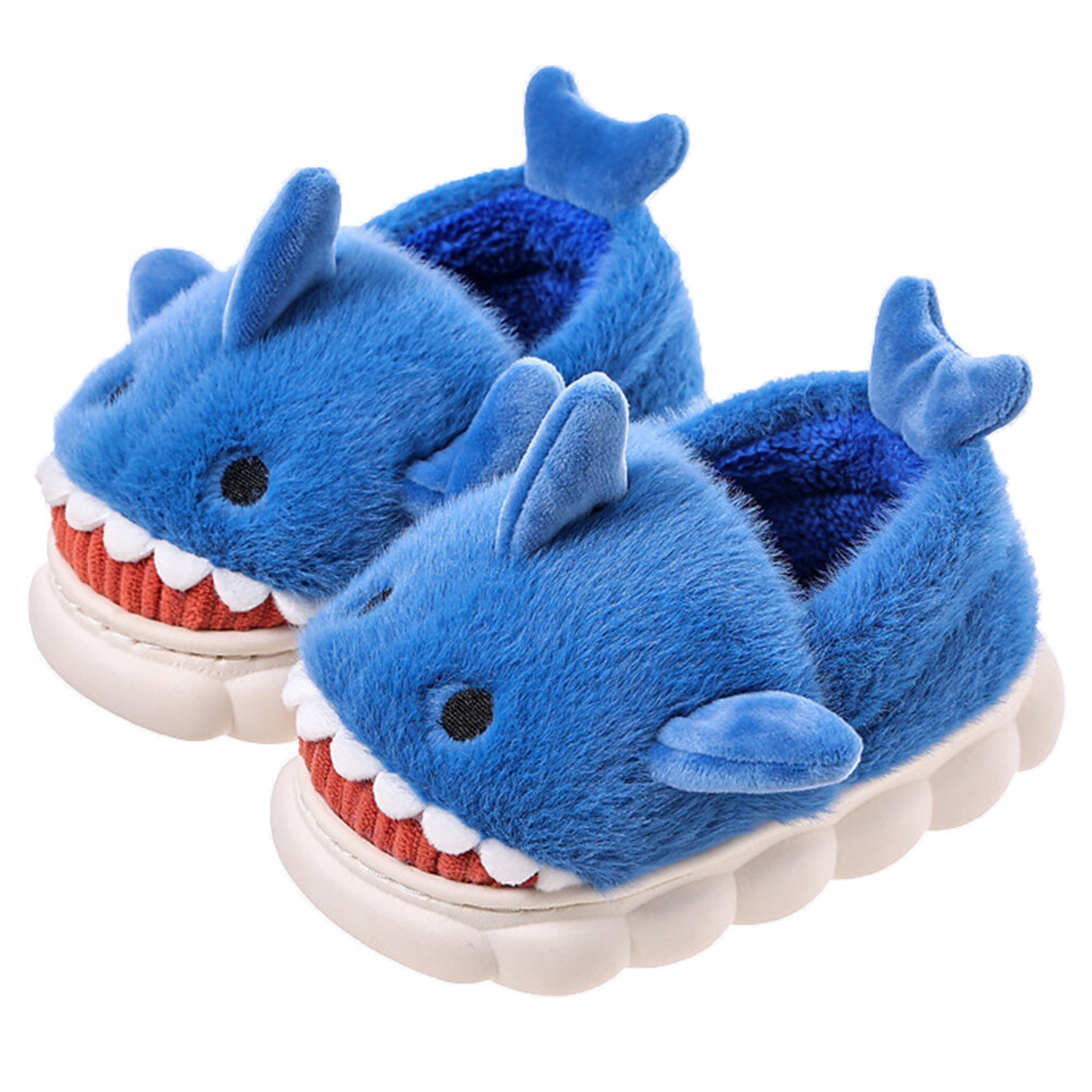 Warm Children Cotton Shoes Cartoon Shark Cosy Fluffy Plush Shoes Children Toddlers Winter Home