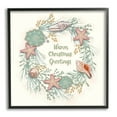 thumbnail image 1 of Warm Christmas Greetings Beach Shells Themed Wreath Coastal Graphic Art Framed Art Print Wall Art, 1 of 7