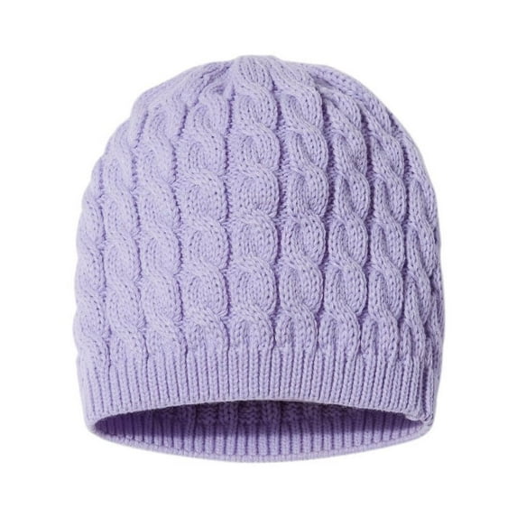 Warm Chunky Soft Stretch Winter Slouchy Cable Knit Beanie Hats, Lavender