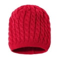 thumbnail image 1 of Warm Chunky Soft Stretch Winter Slouchy Cable Knit Beanie Hats, Red, 1 of 2