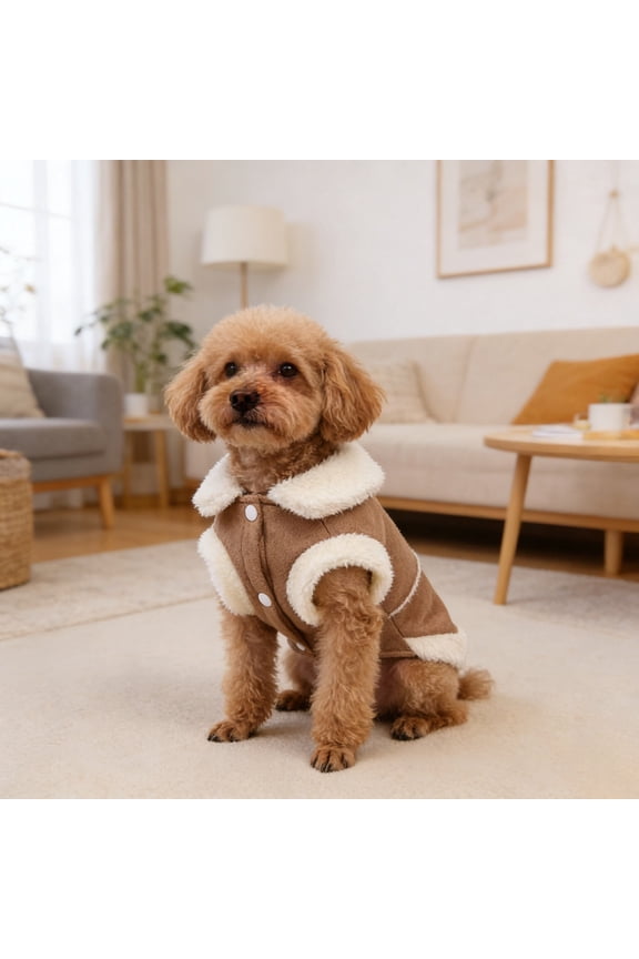 Warm Coat Soft Vest With Bow D Ring Fuzzy Collar Winter For Small (5 Size 2 Color)