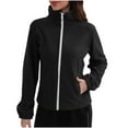 thumbnail image 1 of Warm Coats for Women Zip up Lapel Fleece Lined Thickened Solid Color Jackets Long Sleeve No Hood Cardigan with Pockets (XL, Black), 1 of 4