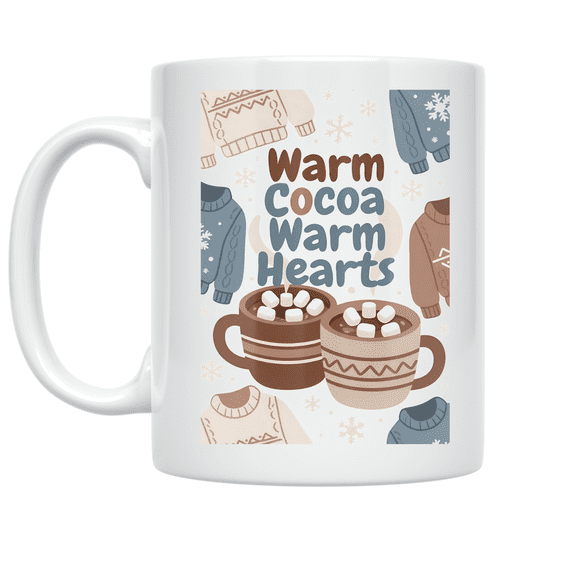 Warm Cocoa Warm Hearts - Winter Enthusiast - 11 oz Ceramic Coffee Mug