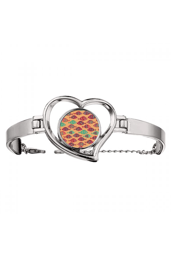 Warm Color Grids Fishes Bracelet Heart Jewelry Wire Bangle