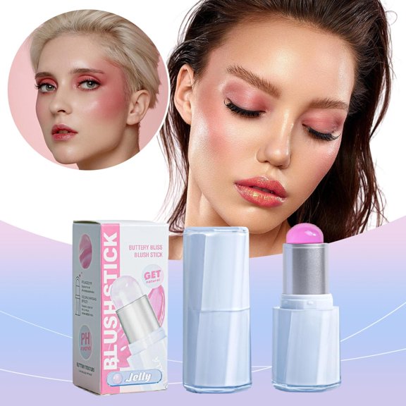 Warm Color Jelly Tint Blush Stick,Multi-use Cooling Water Jelly Tint Stick for Cheeks,Lips & Eyes,Highlighter Contouring Rouge Water Gloss Blush For Long-Lasting Moisture