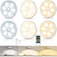 thumbnail image 1 of Warm Color LED Closet Lights Wireless Motion Sensor Puck Light, USB Rechargeable Battery Operated Puck Lights with Remote, Dimmer Under Cabinet Counter Lighting for Kitchen, Wardrobe, 1 of 7