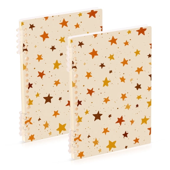 Warm Color Stars Notebook Detachable Coil Notebook Diary Plan Book A5 Size 60 Pages 2 Pack