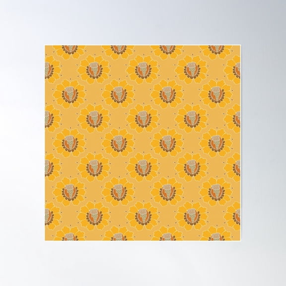 Warm Colors Vector Flower Poster Wall Art, Modern Wall Decor For Living Room Bedroom, 30x30 UNFRAMED