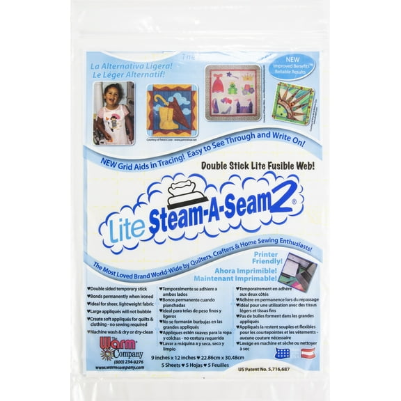 Warm Company Lite Steam-A-Seam 2 Double Stick Fusible Web 5 Count, Multipack of 6