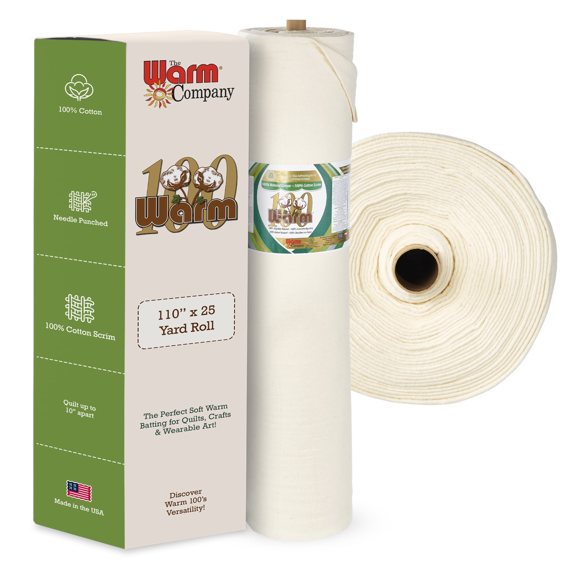 Warm Company Warm 100% Cotton Batting - By the Bolt - 110" x 25 yards