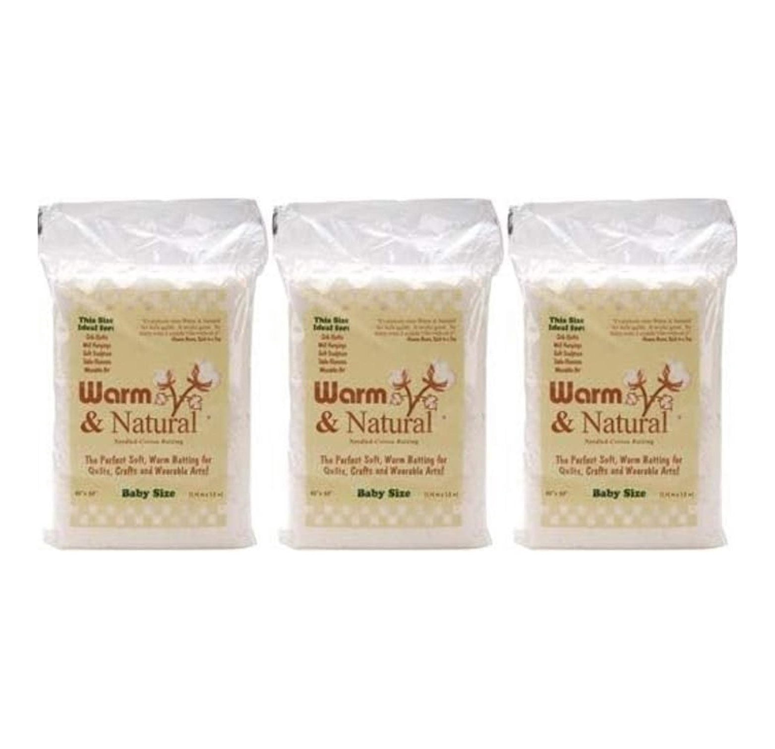 Warm Company Warm Company Warm and Natural Cotton Batting Crib Size 45 inch x 60 inch 2322 (3-Pack)