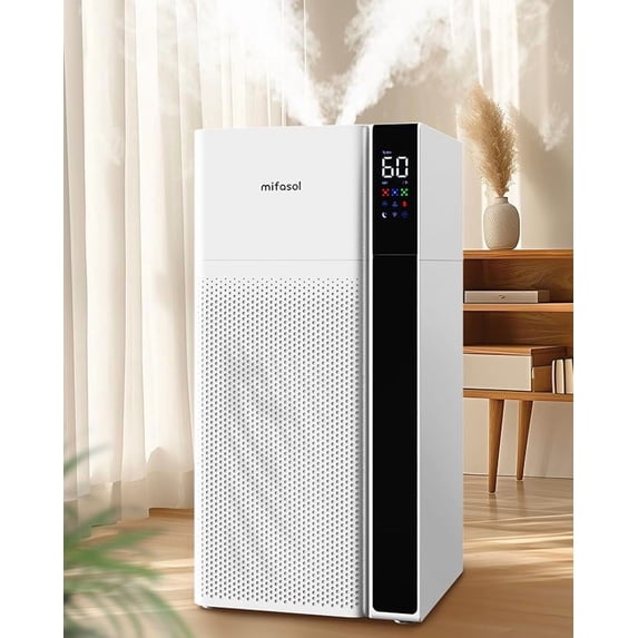 Warm and Cool Mist Humidifier Large Room, 5.3Gal/20L Whole House Humidifiers for Home, Quickly & Evenly Humidify Larger Areas, Top Fill, White